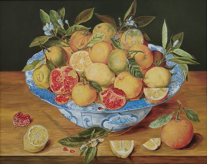 Martwa natura z cytrynami, pomarańczami i granatem – Jacob van Hulsdonck